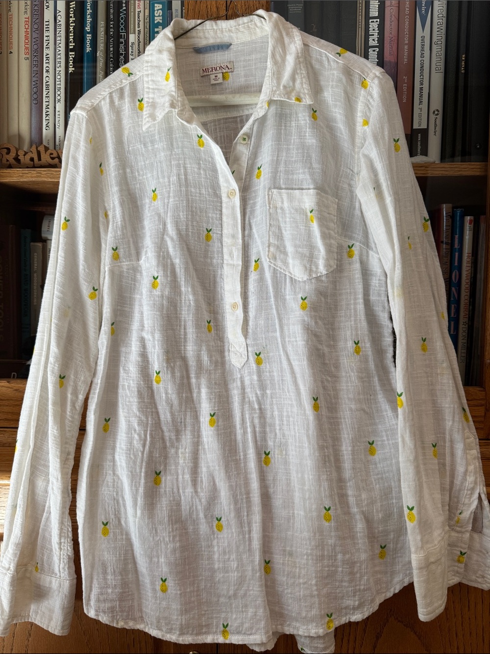 Merona White Blouse with Yellow Lemon design